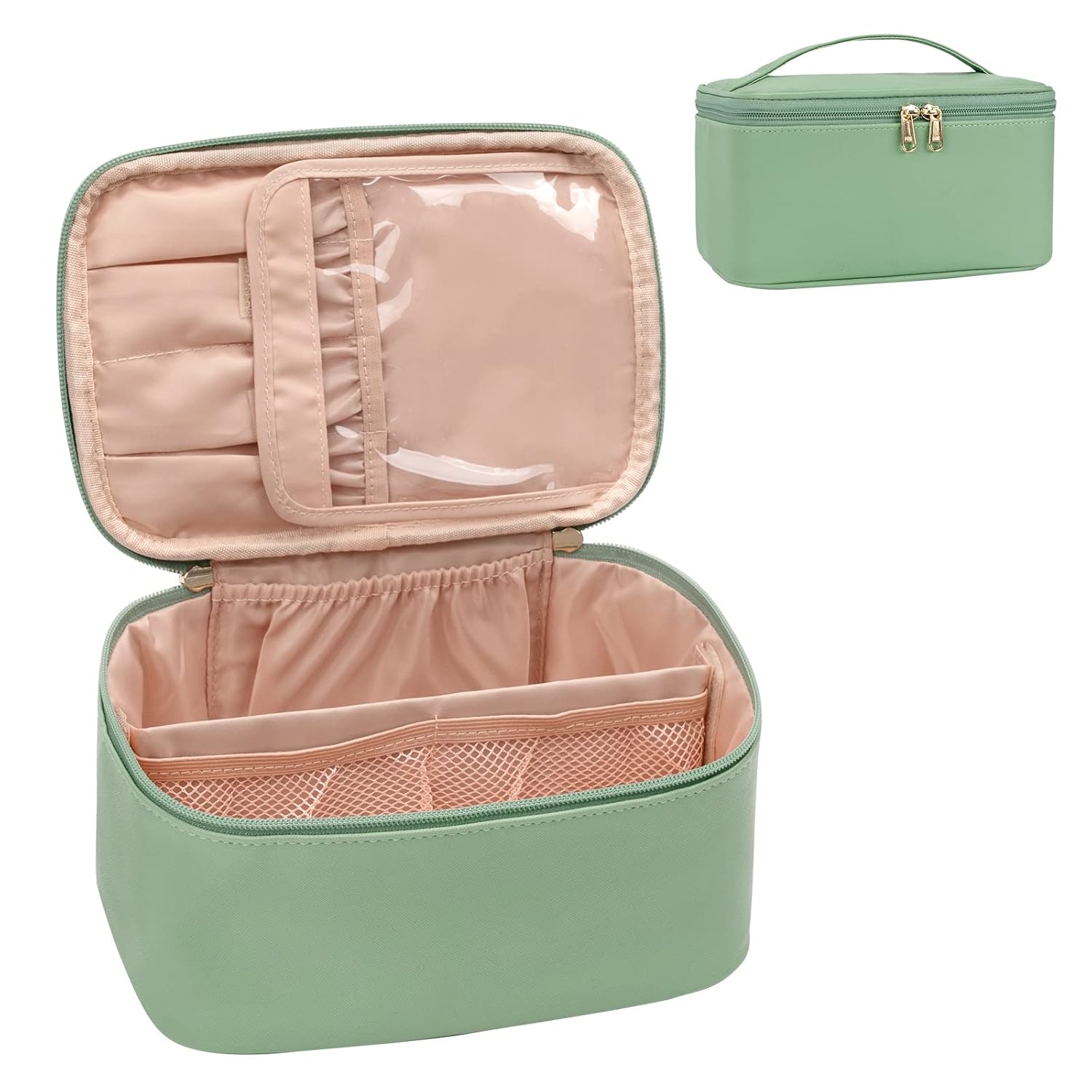 Cosmetica Organizer met Verstelbare Scheidingswanden en Handgreep | Draagbare Make-up Koffer voor Reizen en Thuis | Sansoti