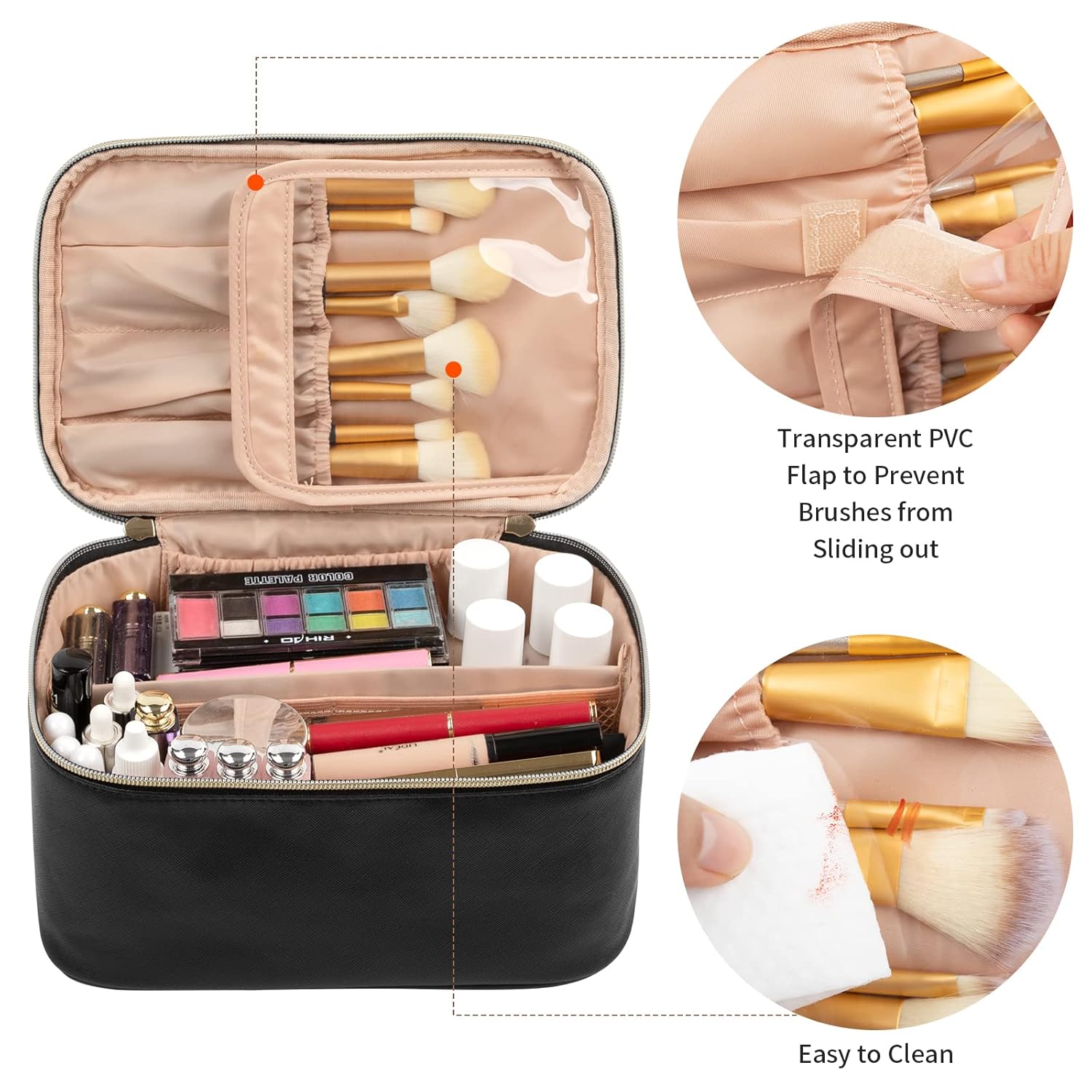 Cosmetica Organizer met Verstelbare Scheidingswanden en Handgreep | Draagbare Make-up Koffer voor Reizen en Thuis | Sansoti