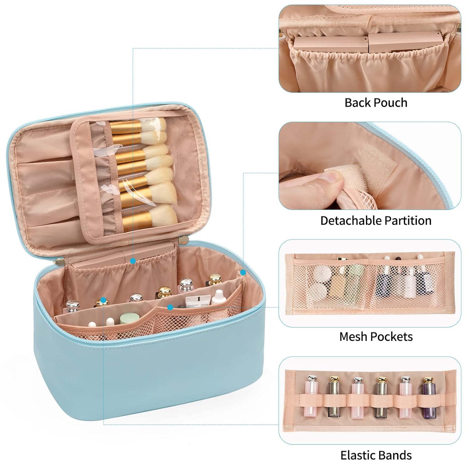 Cosmetica Organizer met Verstelbare Scheidingswanden en Handgreep | Draagbare Make-up Koffer voor Reizen en Thuis | Sansoti