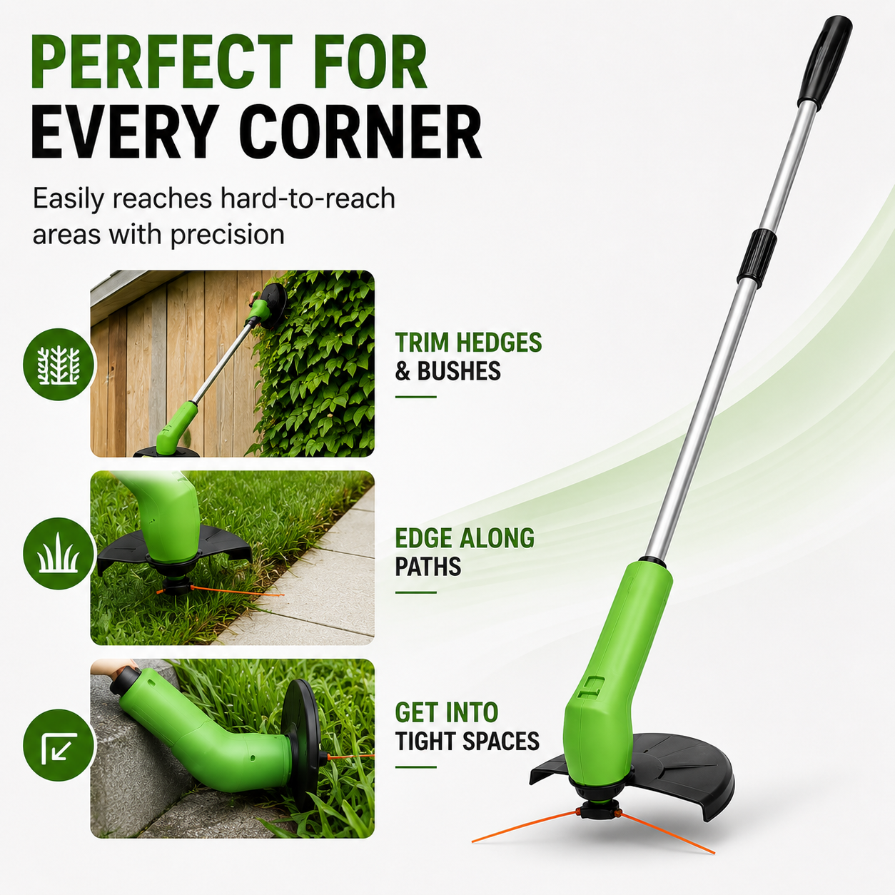Mini Grastrimmer Oplaadbaar Draadloos – Lichtgewicht Verstelbare Grassnijder voor Tuin en Gazon | Sansoti