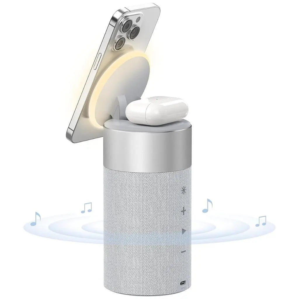 Draadloze Speaker met Oplaadfunctie – 3-in-1 Bluetooth Speaker, MagSafe Powerbank & Sfeerverlichting | Sansoti