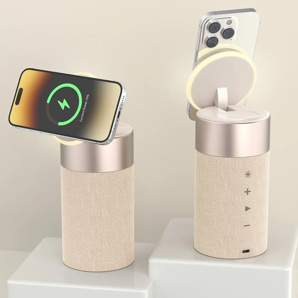 Draadloze Speaker met Oplaadfunctie – 3-in-1 Bluetooth Speaker, MagSafe Powerbank & Sfeerverlichting | Sansoti