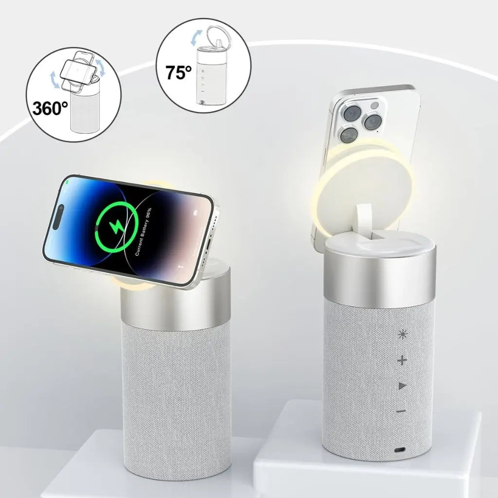 Draadloze Speaker met Oplaadfunctie – 3-in-1 Bluetooth Speaker, MagSafe Powerbank & Sfeerverlichting | Sansoti