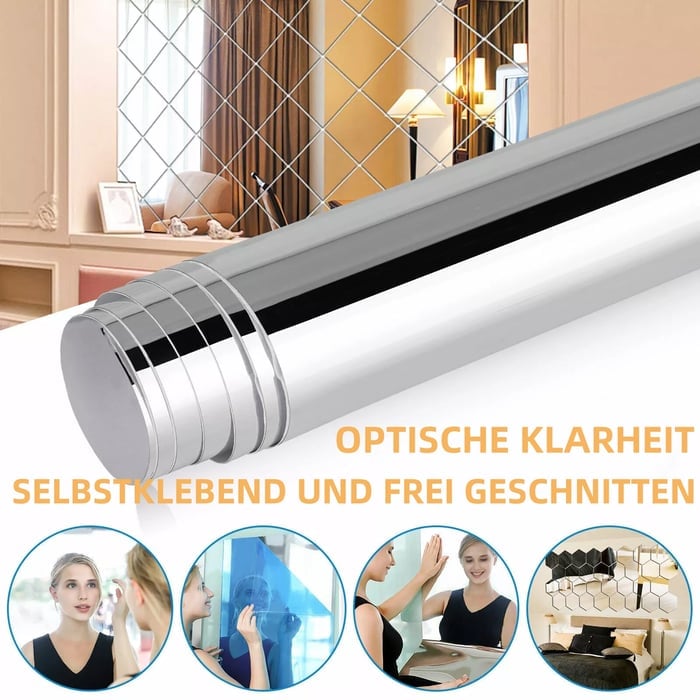 Buigbare Spiegelfolie Onbreekbaar PET 60x200 50x100 Zelfklevend Veilig Kindvriendelijk Interieur Decoratie | Sansoti