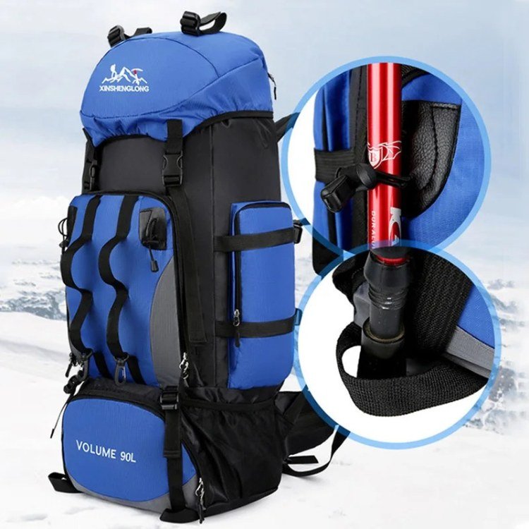 Wasserdichter 90-L-Rucksack zum Wandern, Trekking und Camping, ultraleicht, für Reisen, Outdoor-Aktivitäten, Survival und Bergsteigen | Sansoti