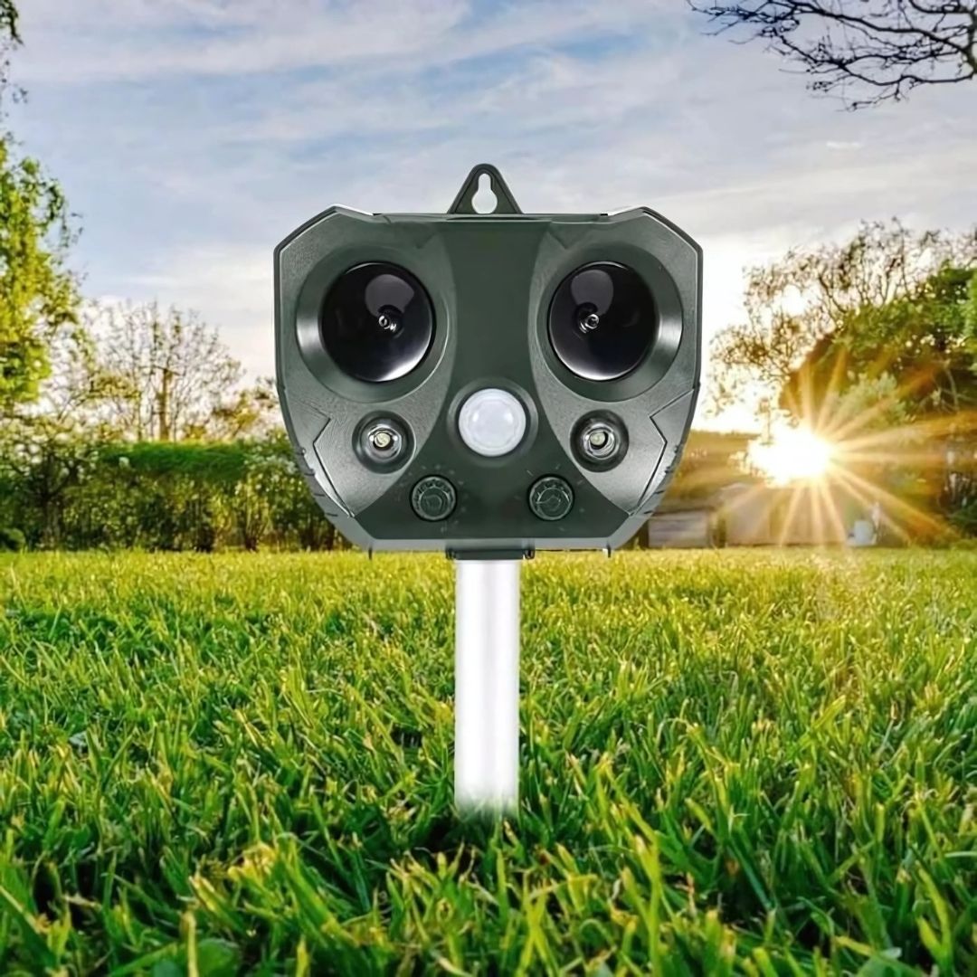 Répulsif ultrasonique solaire pour oiseaux et nuisibles | Répulsif de jardin étanche avec détecteur de mouvement