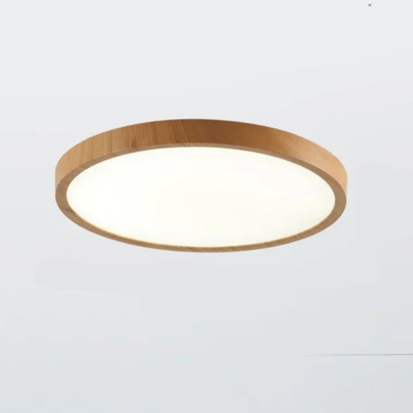 Runde Deckenleuchte Holzoptik LED Dimmbar Ultraberuhigtes Design Wohnzimmer Schlafzimmer Skandinavische Beleuchtung | Sansoti