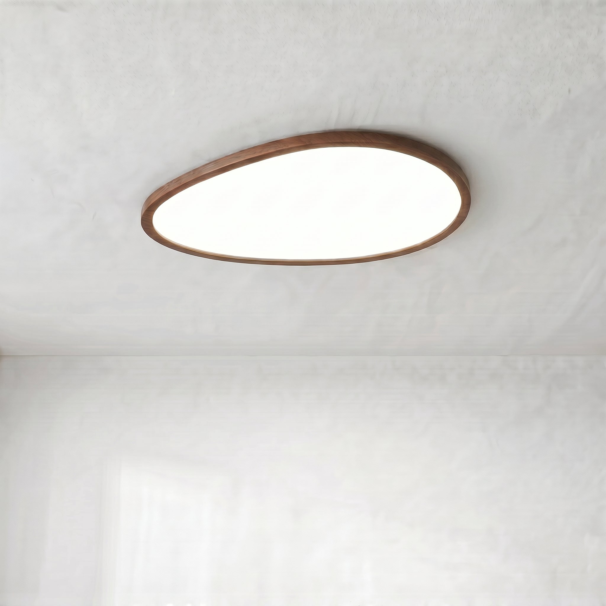 Plafonnier LED en bois foncé, design ultra-plat, lumière blanc chaud, salon, entrée, chambre, style scandinave moderne | Sansoti