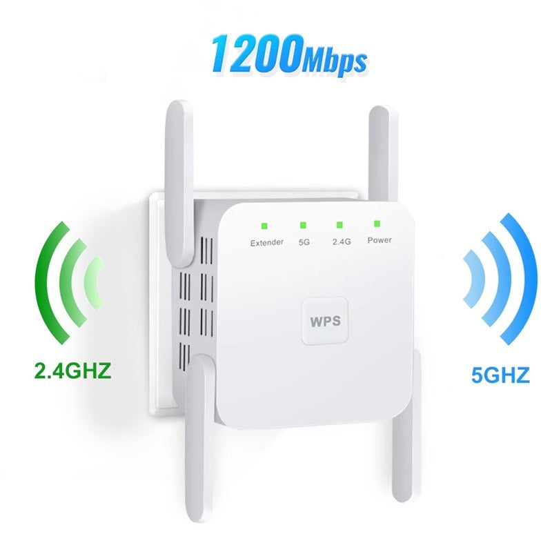 Drahtloser WLAN-Signalverstärker 5G Dualband 1200 Mbps Repeater-Router für Zuhause Büro und unterwegs | Sansoti