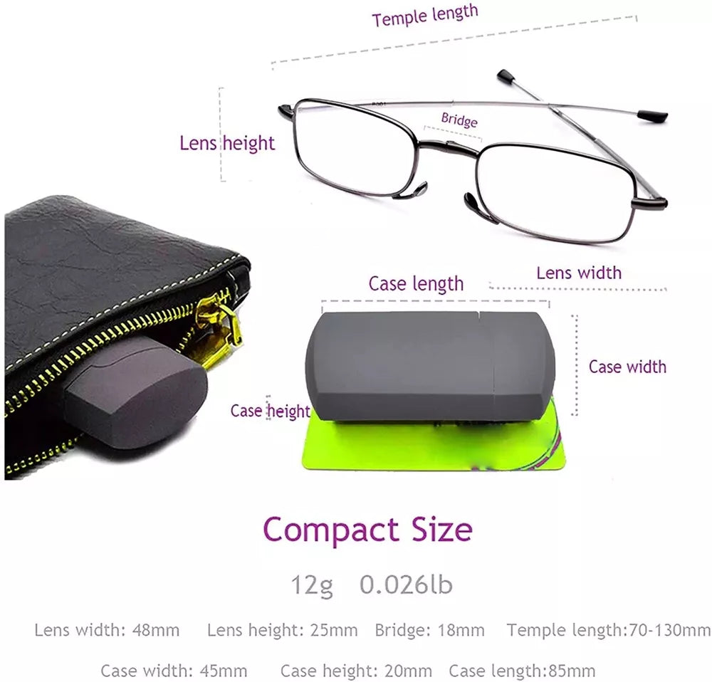 Foldable Reading Glasses with Case, Compact and Travel-Friendly, Various Strengths, Handy Reading Aid on the Go | Sansoti
