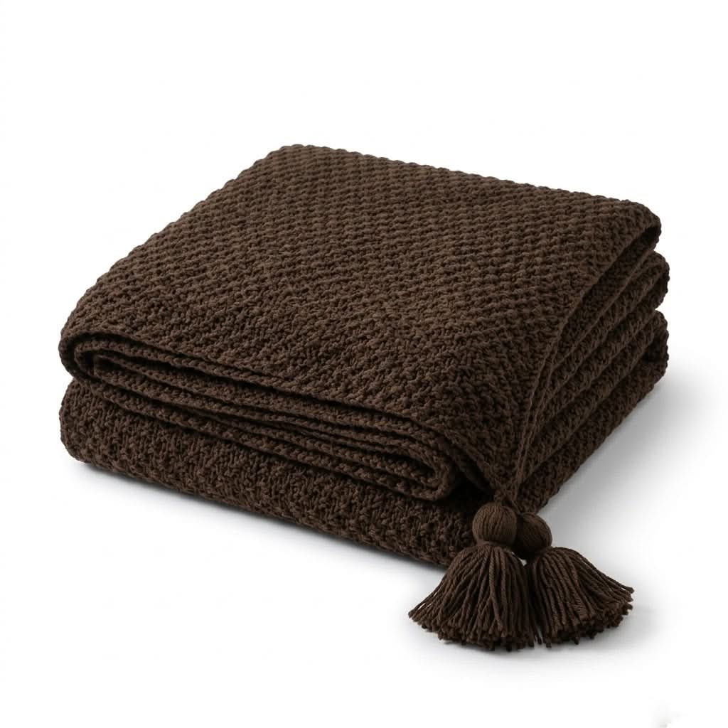 Gebreide Plaid met Kwastjes Scandinavische Stijl voor Bank Bed Fauteuil Woonkamer Decoratief Zacht Warm | Sansoti