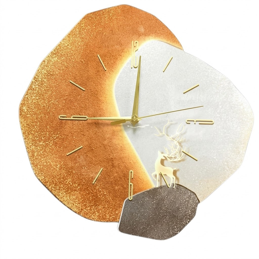 Wooden Wall Clock Organic Shape 35×35 cm Silent Movement Decorative Wall Object | Sansoti