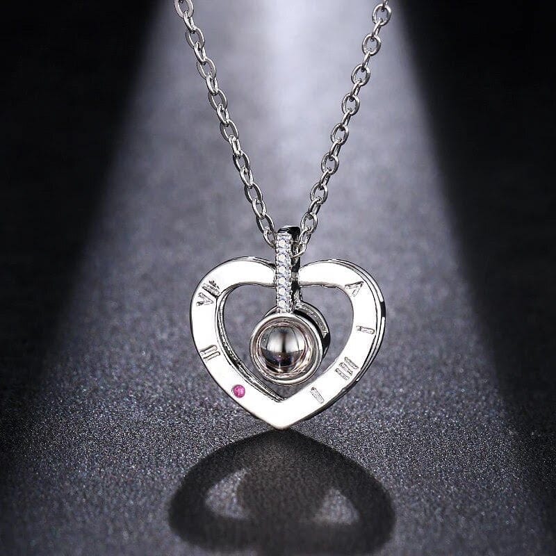 Herzförmige Halskette mit Projektion aus 925er-Silber, romantisches Geschenk, Strass-Anhänger, eleganter Schmuck für Frauen | Sansoti