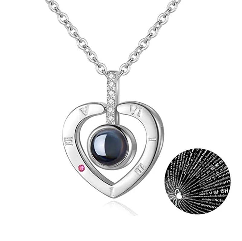 Herzförmige Halskette mit Projektion aus 925er-Silber, romantisches Geschenk, Strass-Anhänger, eleganter Schmuck für Frauen | Sansoti