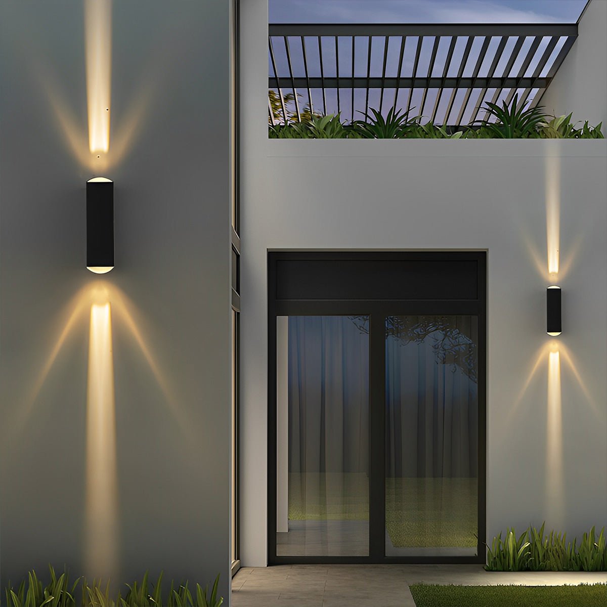 Zewnętrzna lampa ścienna LED z oświetleniem góra-dół, aluminiowa, wodoodporna, IP65, oświetlenie schodów, nowoczesne oświetlenie zewnętrzne | Sansoti
