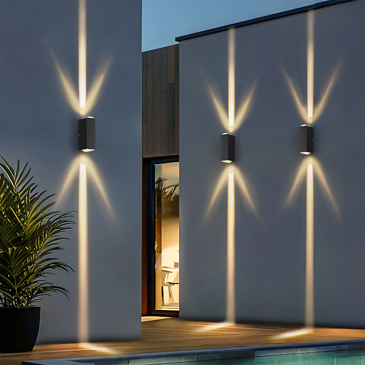 Zewnętrzna lampa ścienna LED z oświetleniem góra-dół, aluminiowa, wodoodporna, IP65, oświetlenie schodów, nowoczesne oświetlenie zewnętrzne | Sansoti