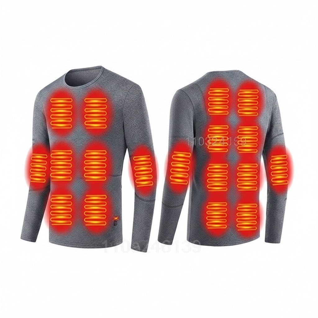 Verwarmbare thermische ondergoedset USB oplaadbaar met 3 warmtestanden voor wintersporten outdoor activiteiten | Sansoti