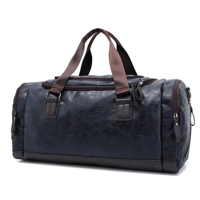 Leren Reistas Donkerblauw Weekendtas Handbagage Waterdicht PU-Leer Duurzaam Sporttas voor Werk Reizen Weekend | Sansoti