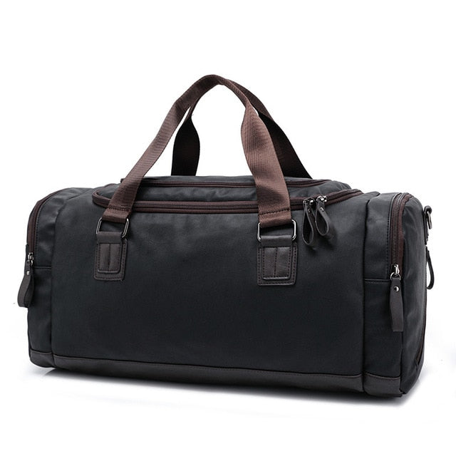 Leather Travel Bag Carry-On Weekend Bag Premium PU Leather Water-Resistant Scratch-Free Durable Travel Accessory Vintage | Sansoti