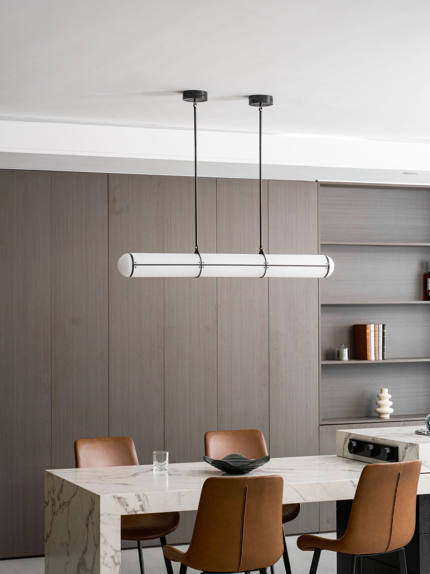 Eindloze Cilindrische Hanglamp Moderne Lineaire Verlichting voor Eettafel en Woonkamer Geïntegreerde LED Zwevende Lichtlijn Architectonische Verlichting | Sansoti