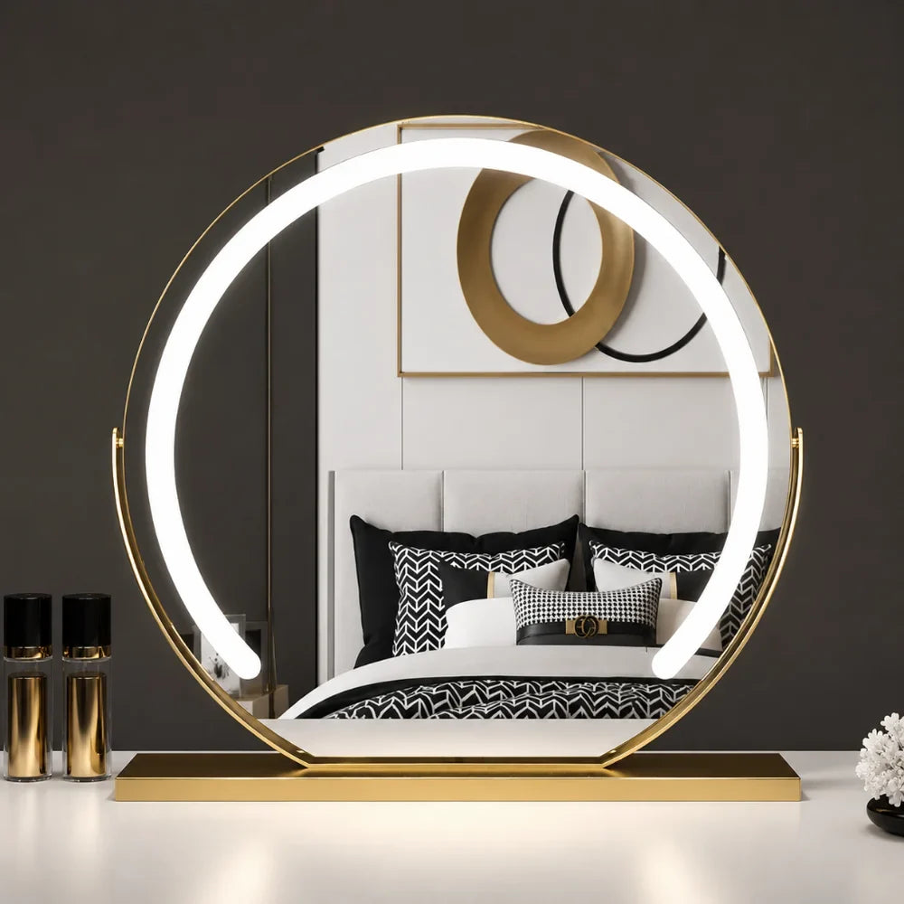 Make-up Spiegel met 15x Vergroting LED Verlichting 360° Draaibaar Touchbediening Dimbaar Bureau Kaptafel | Sansoti