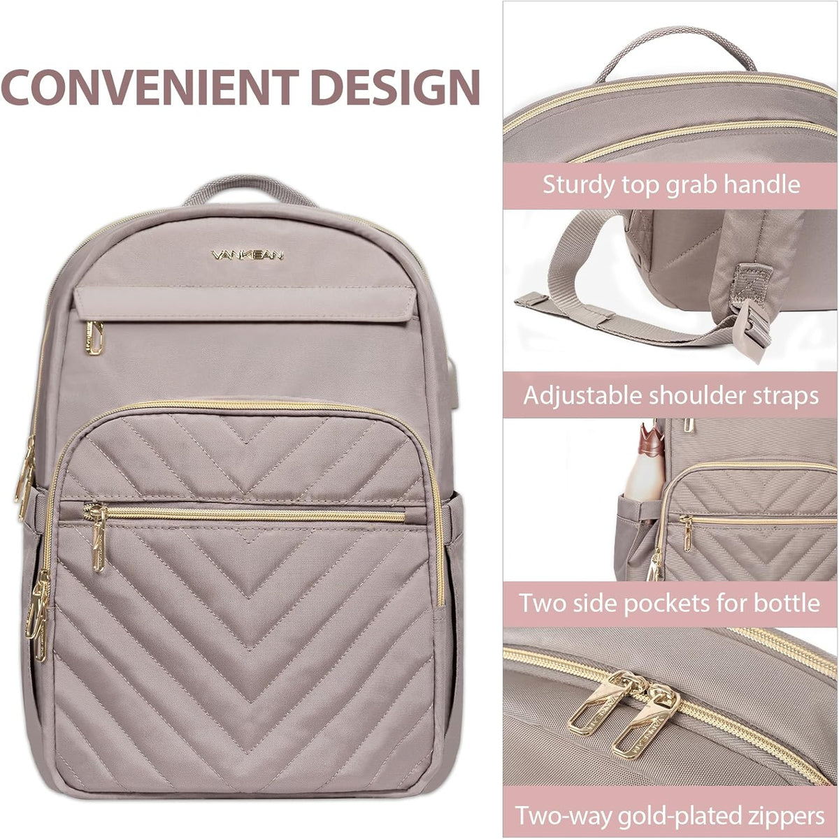 Laptoptasche mit USB-Ladeanschluss 15,6 Zoll Wasserabweisender Rucksack für Arbeit Schule Reisen Studium Alltag | Sansoti