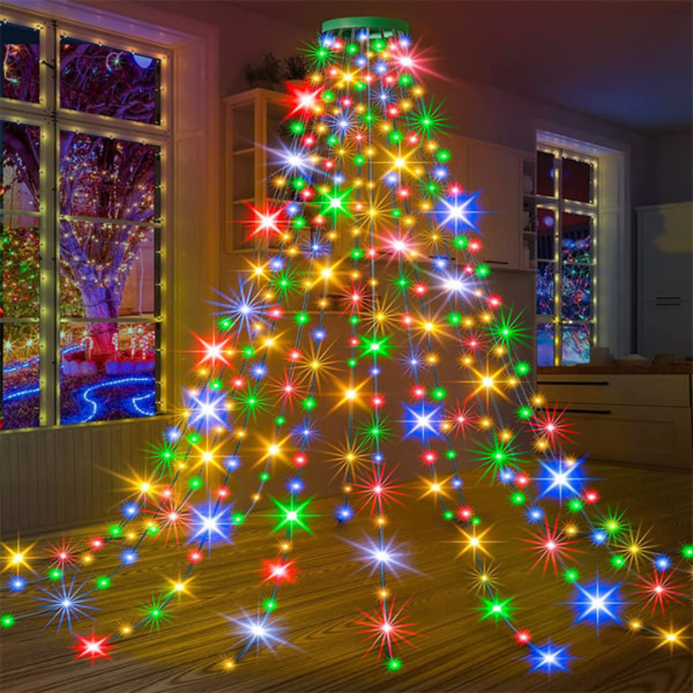 LED Waterfall Christmas Tree Lights Hanging Curtain Lights Dimmable with Remote Control Timer for Holidays | Sansoti