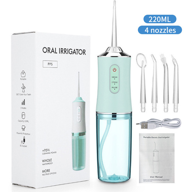 Hydropulseur portable rechargeable 4 niveaux de pression nettoyage interdentaire soins dentaires à domicile ou en déplacement sans fil compact | Sansoti