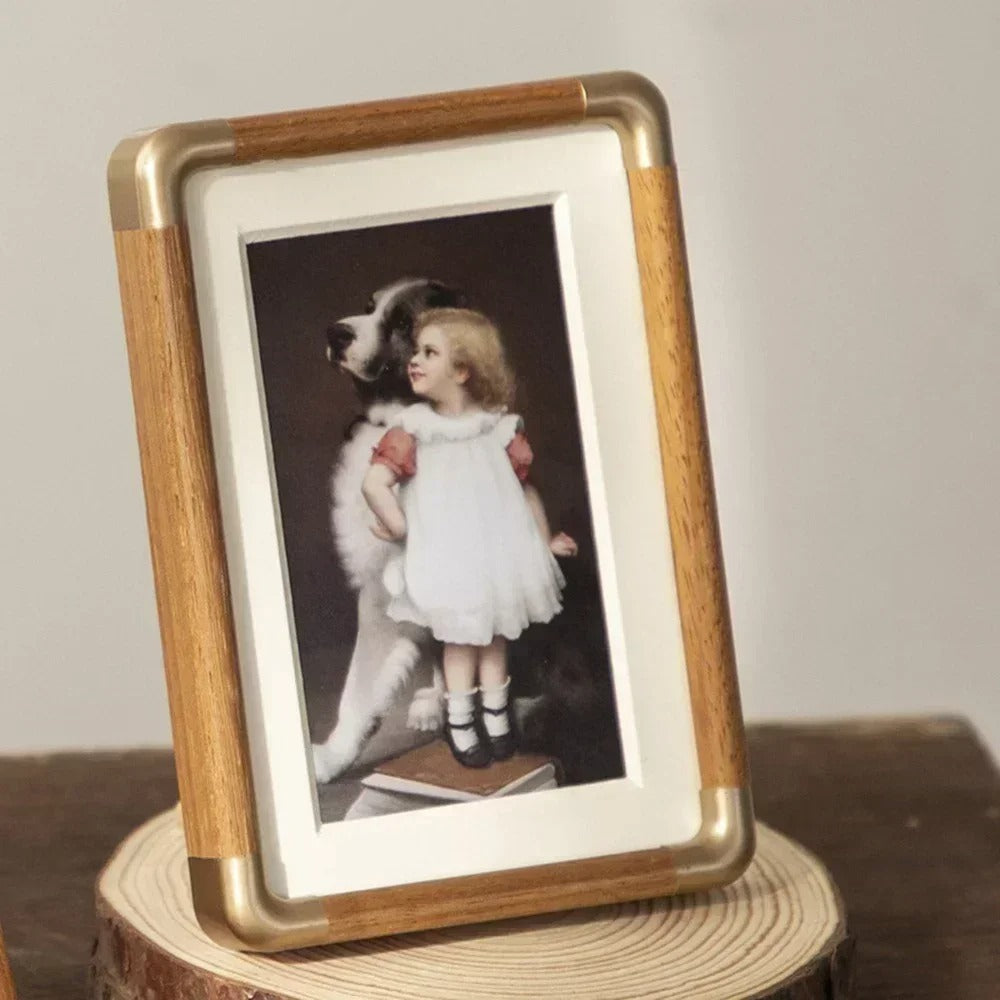 Fotolijst Hout Messing Vintage Tafelmodel Staand Liggend Meerdere Maten | Sansoti