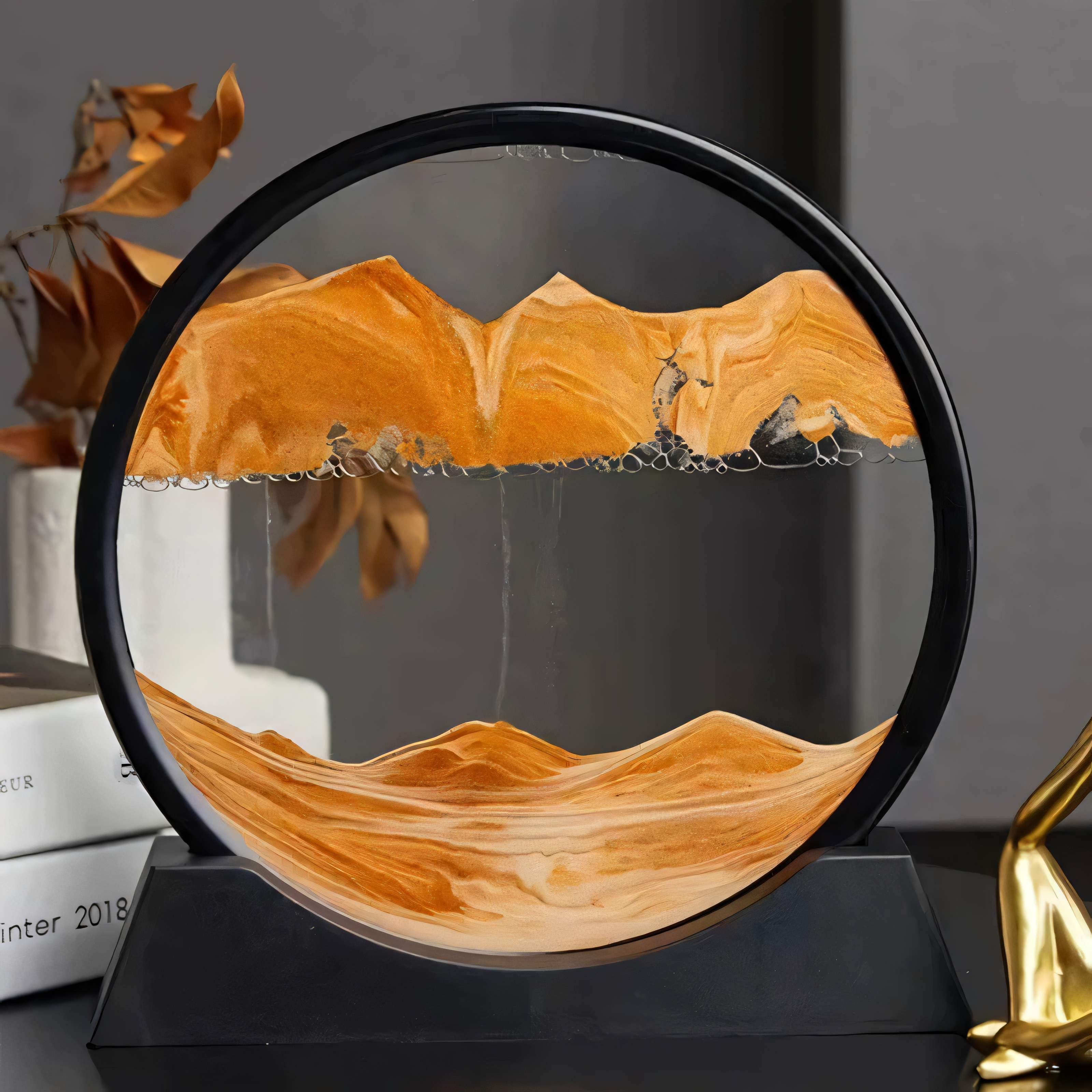 Decoratieve Zandbol met Bewegend Zand – Klein 7 Inch & Groot 12 Inch – Rustgevende Tafelversiering voor Ontspanning en Mindfulness | Sansoti