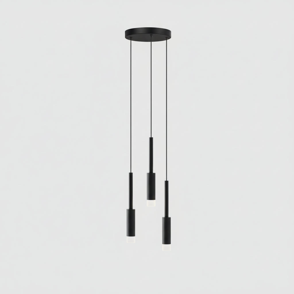 Cylindryczna lampa spotowa - żyrandol z metalu, ściemnialna, LED, do klatki schodowej i holu, regulowana, nowoczesny design, 1-30 punktów świetlnych | Sansoti