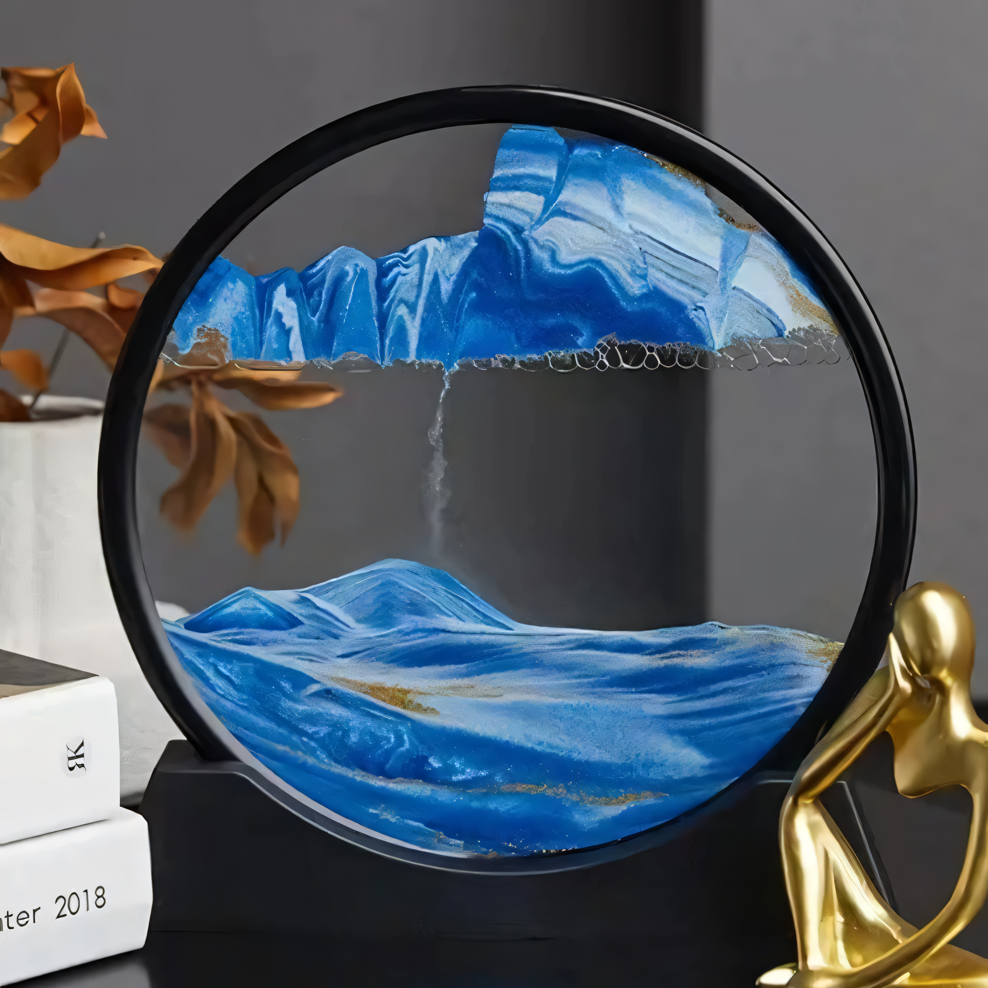 Decoratieve Zandbol met Bewegend Zand – Klein 7 Inch & Groot 12 Inch – Rustgevende Tafelversiering voor Ontspanning en Mindfulness | Sansoti