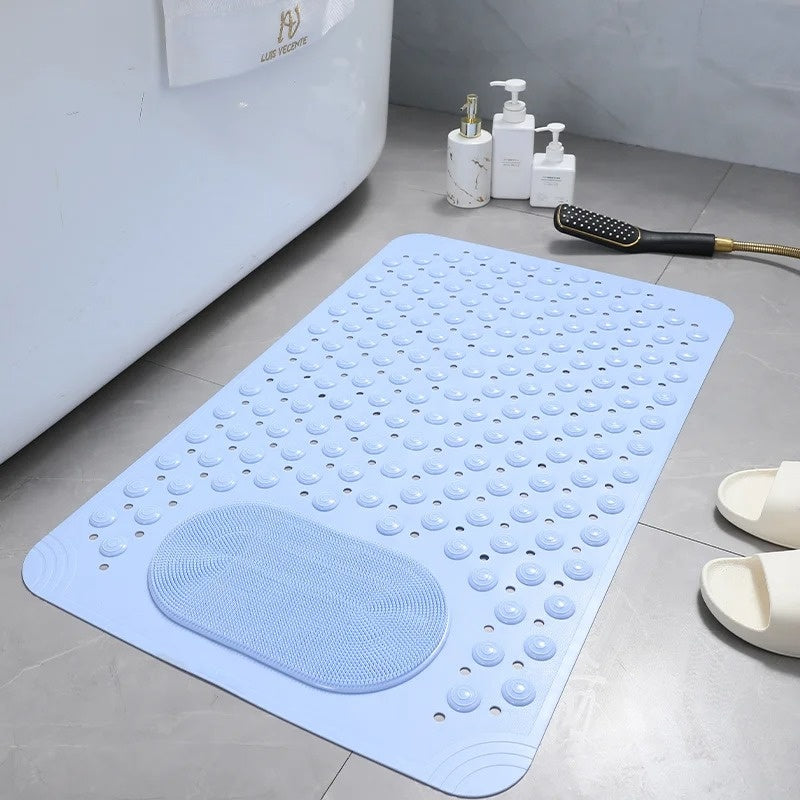 Antislip Douchmat met Voetenborstel en Zuignappen 60×90 cm Grijs Badmat | Sansoti