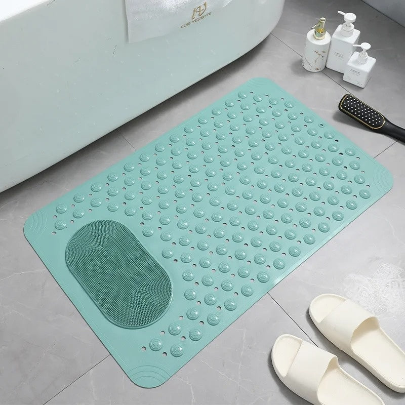 Antislip Douchmat met Voetenborstel en Zuignappen 60×90 cm Grijs Badmat | Sansoti