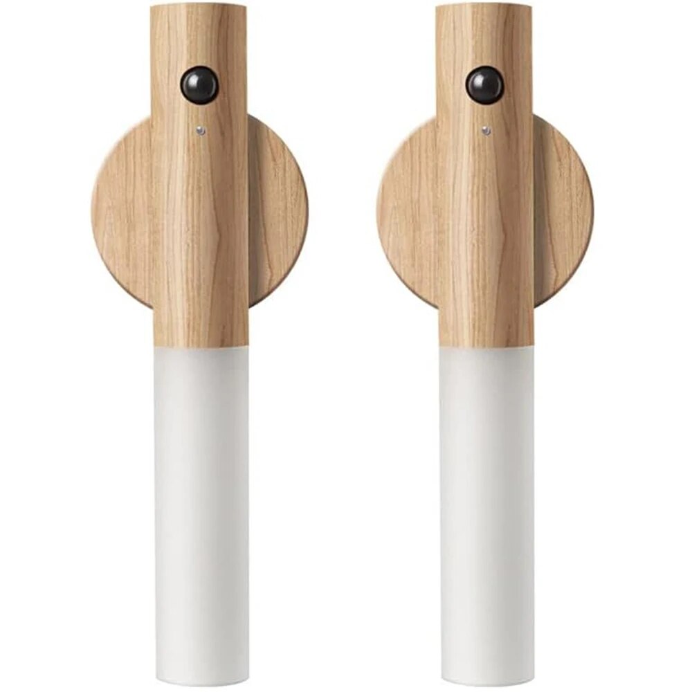 Houten Nachtlampje met Bewegingssensor – Oplaadbaar LED-Nachtlicht voor Slaapkamer, Gang & Toilet – Warmwit Licht Hout | Sansoti