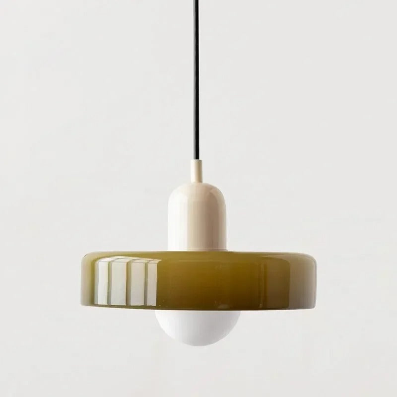Glazen Hanglamp met Dubbele Kleurkap – Moderne Bauhaus-Stijl Verlichting voor Woon- en Eetkamer | Sansoti