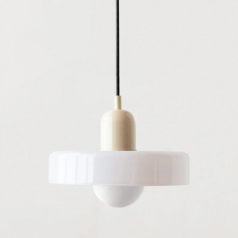 Glazen Hanglamp met Dubbele Kleurkap – Moderne Bauhaus-Stijl Verlichting voor Woon- en Eetkamer | Sansoti