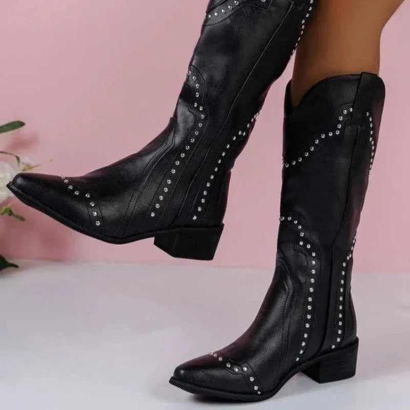 Dames Enkellaarsjes Blokhak Katoen Stevige Zool Waterafstotend Comfort Wandelen Outdoor Herfst Winter | Sansoti