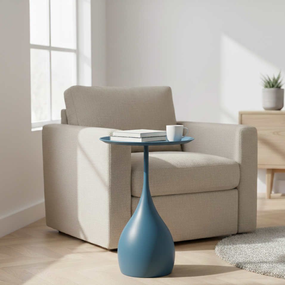 Ronde Bijzettafel op Wieltjes 40cm Metaal Scandinavisch Design Banktafel Nachtkastje Woonkamer Slaapkamer | Sansoti