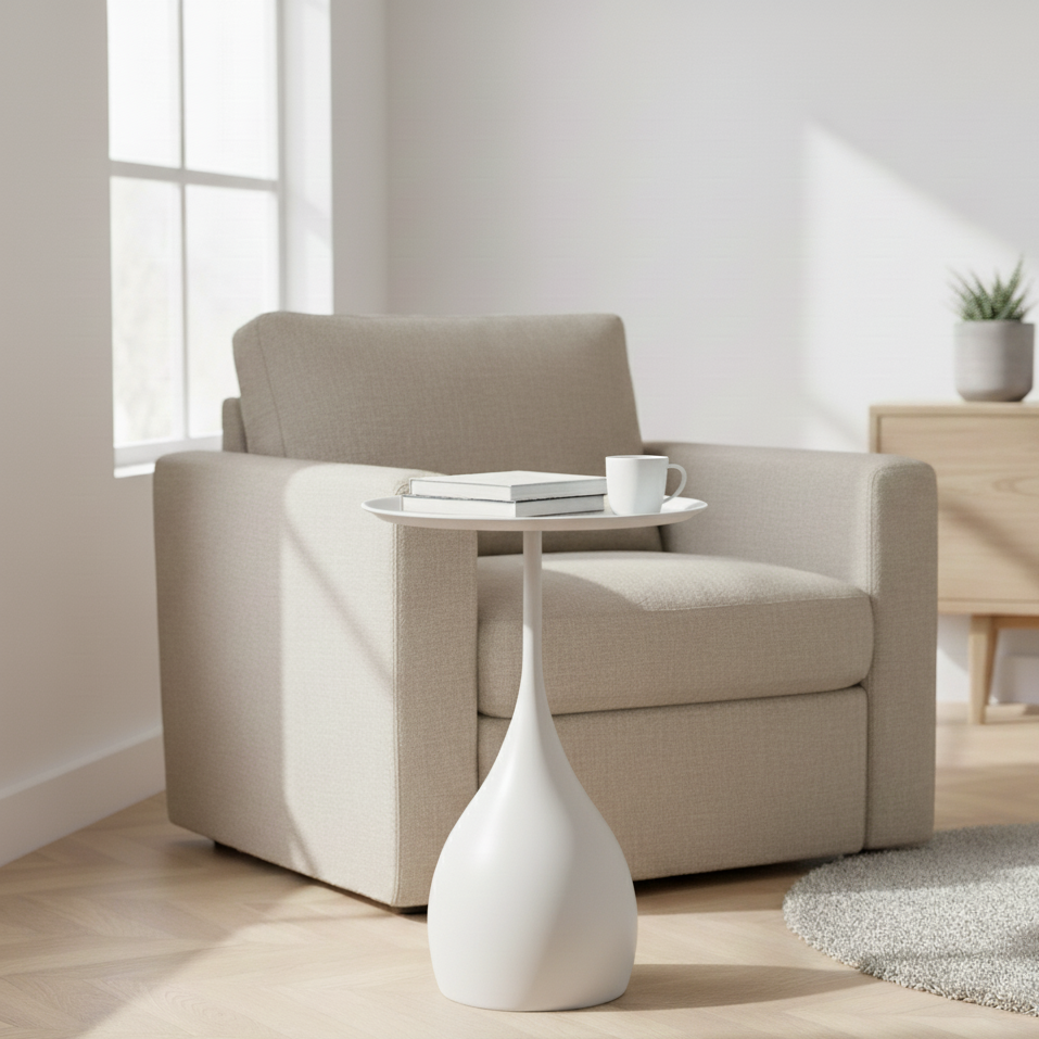 Ronde Bijzettafel op Wieltjes 40cm Metaal Scandinavisch Design Banktafel Nachtkastje Woonkamer Slaapkamer | Sansoti