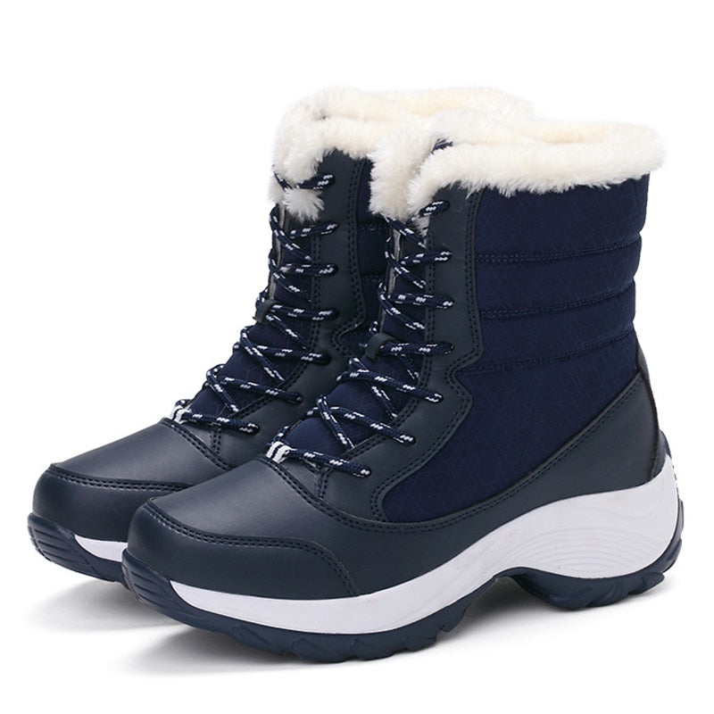 Gefütterte Winterstiefel für Damen mit weichem Plüschfutter, Schneestiefel, wasserdicht, lässig, warme Winterschuhe | Sansoti
