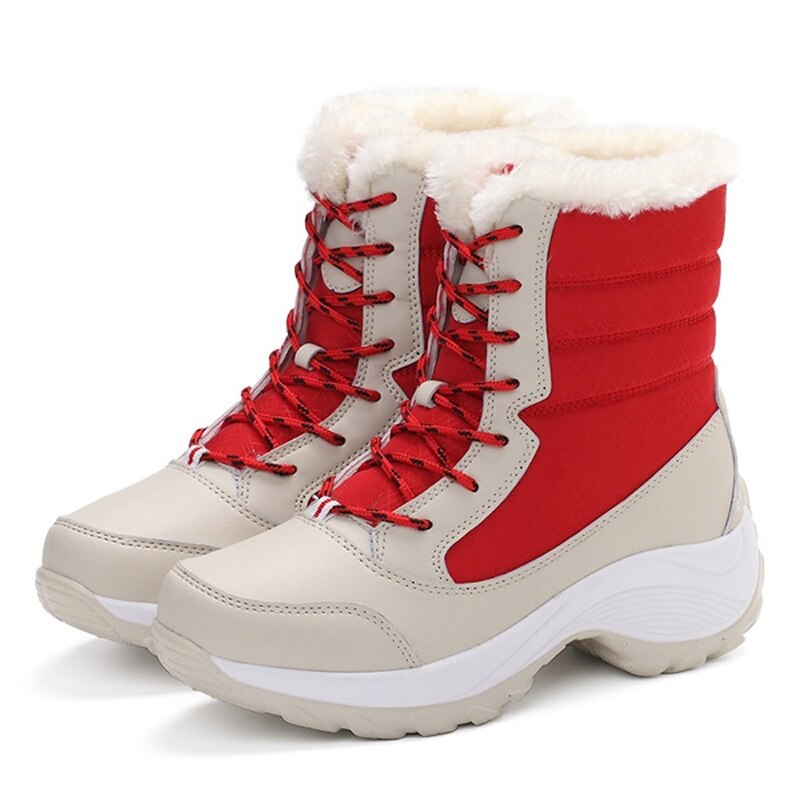 Gefütterte Winterstiefel für Damen mit weichem Plüschfutter, Schneestiefel, wasserdicht, lässig, warme Winterschuhe | Sansoti