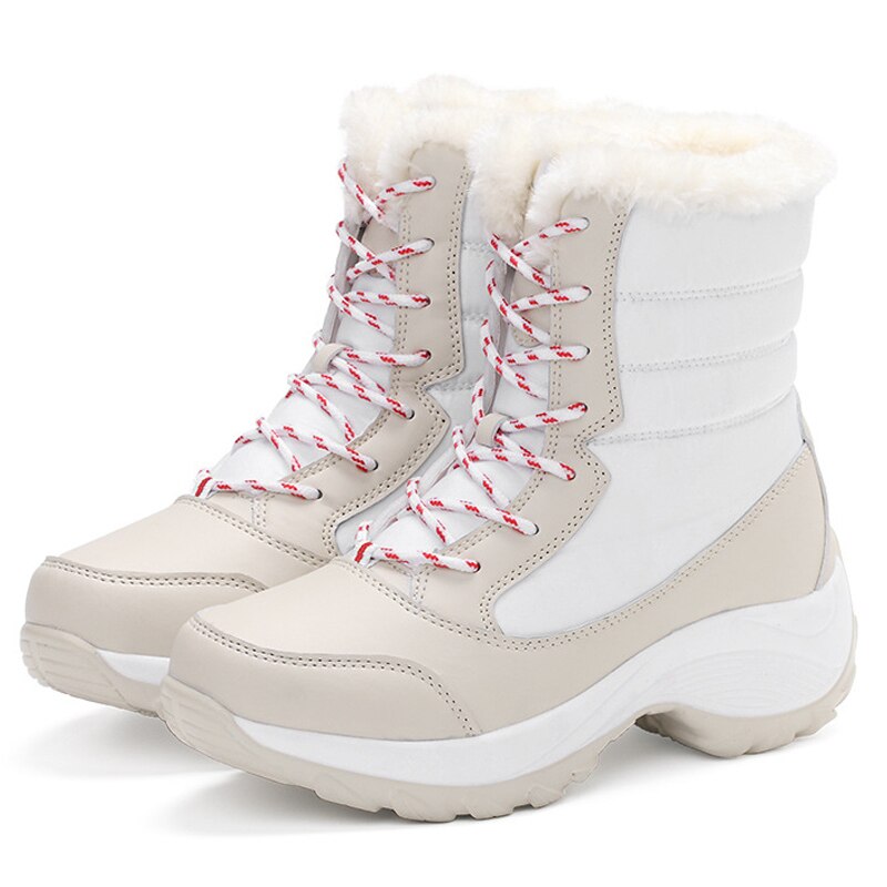 Gefütterte Winterstiefel für Damen mit weichem Plüschfutter, Schneestiefel, wasserdicht, lässig, warme Winterschuhe | Sansoti