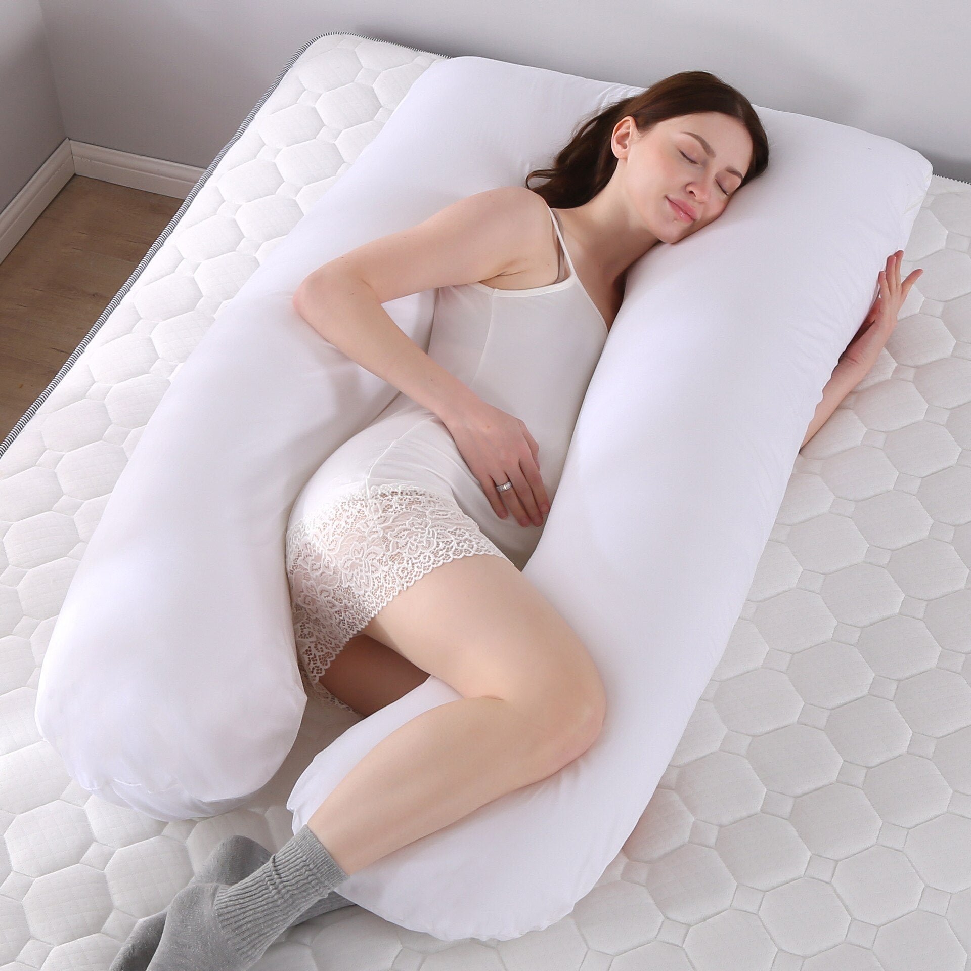Zijligger Lichaamskussen 130x70cm Ergonomisch Zwangerschap Rugpijn Comfort Katoen Slaaphouding Ondersteuning | Sansoti