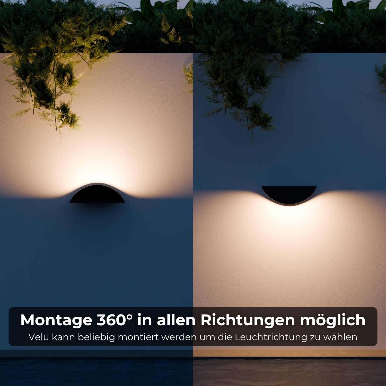 Applique murale LED minimaliste demi-ronde avec lumière indirecte chaude pour intérieur et extérieur abrité | Restfield