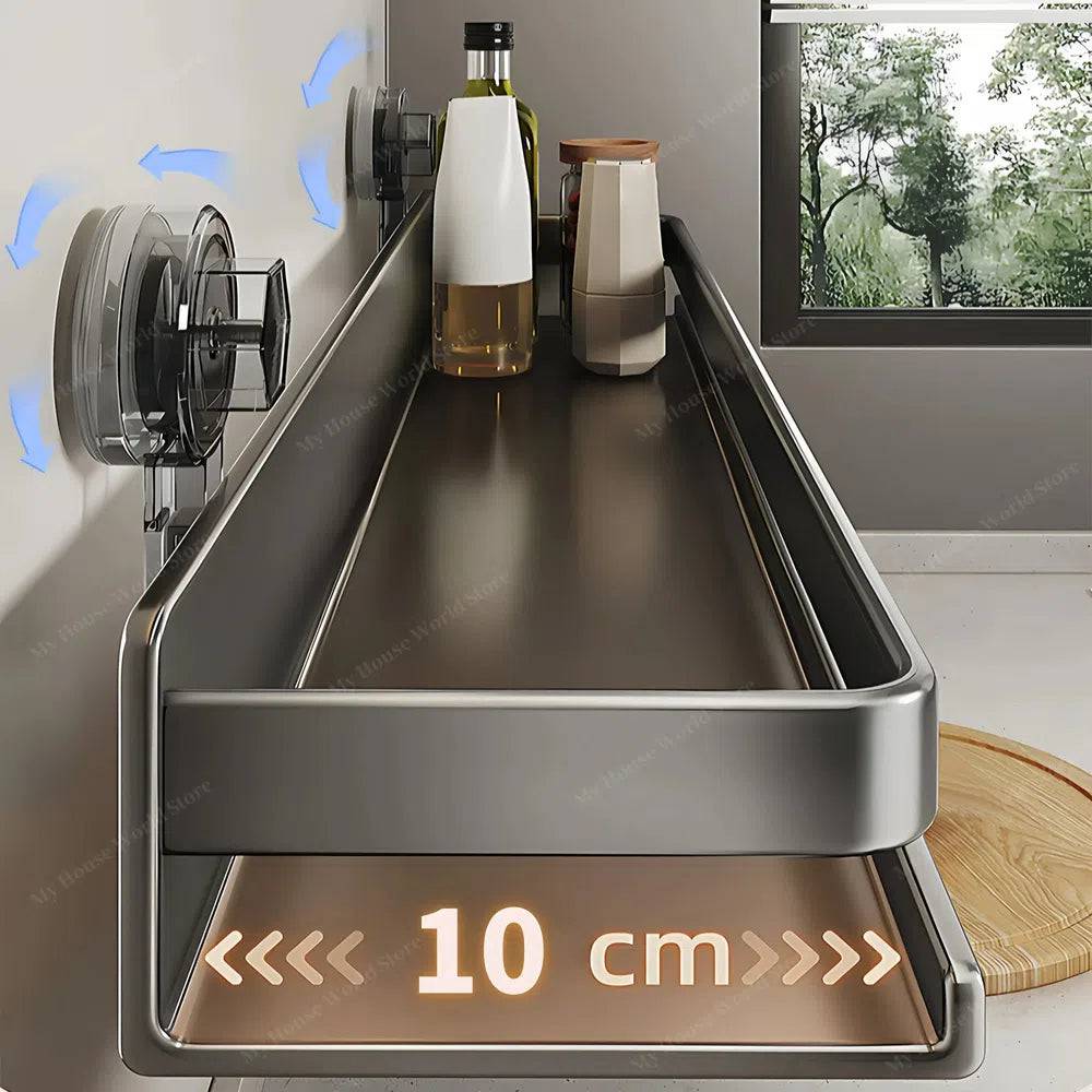Wandrek Kruidenhouder Zuignap RVS Keuken Opbergrek Zonder Boren 30-50cm Verstelbaar Montage Muurbevestiging | Sansoti