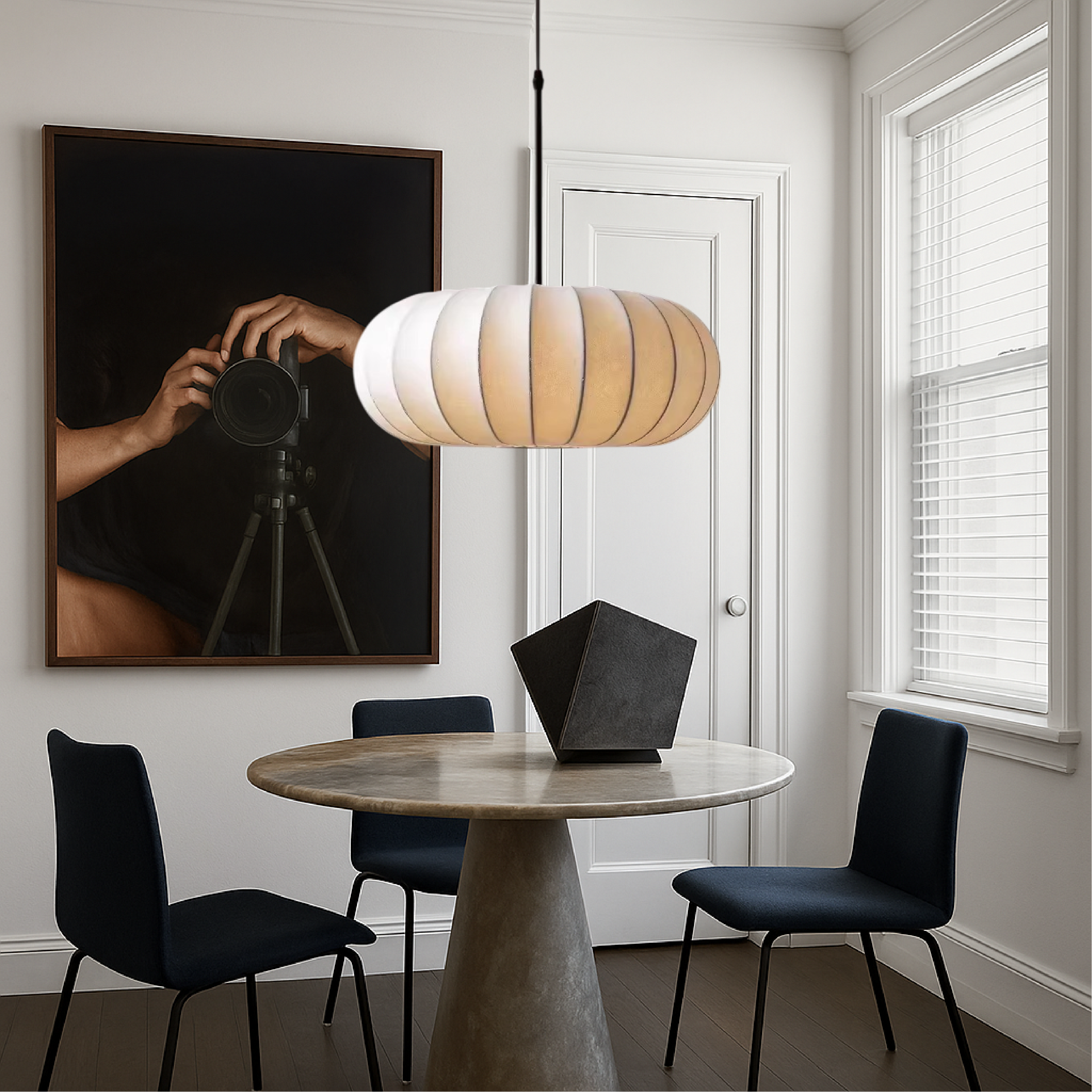 Pendelleuchte mit Seidenschirm Ø30-50cm Warmweiß LED 3000K Esstisch Kücheninsel Wohnzimmer Deckenbeleuchtung | Sansoti