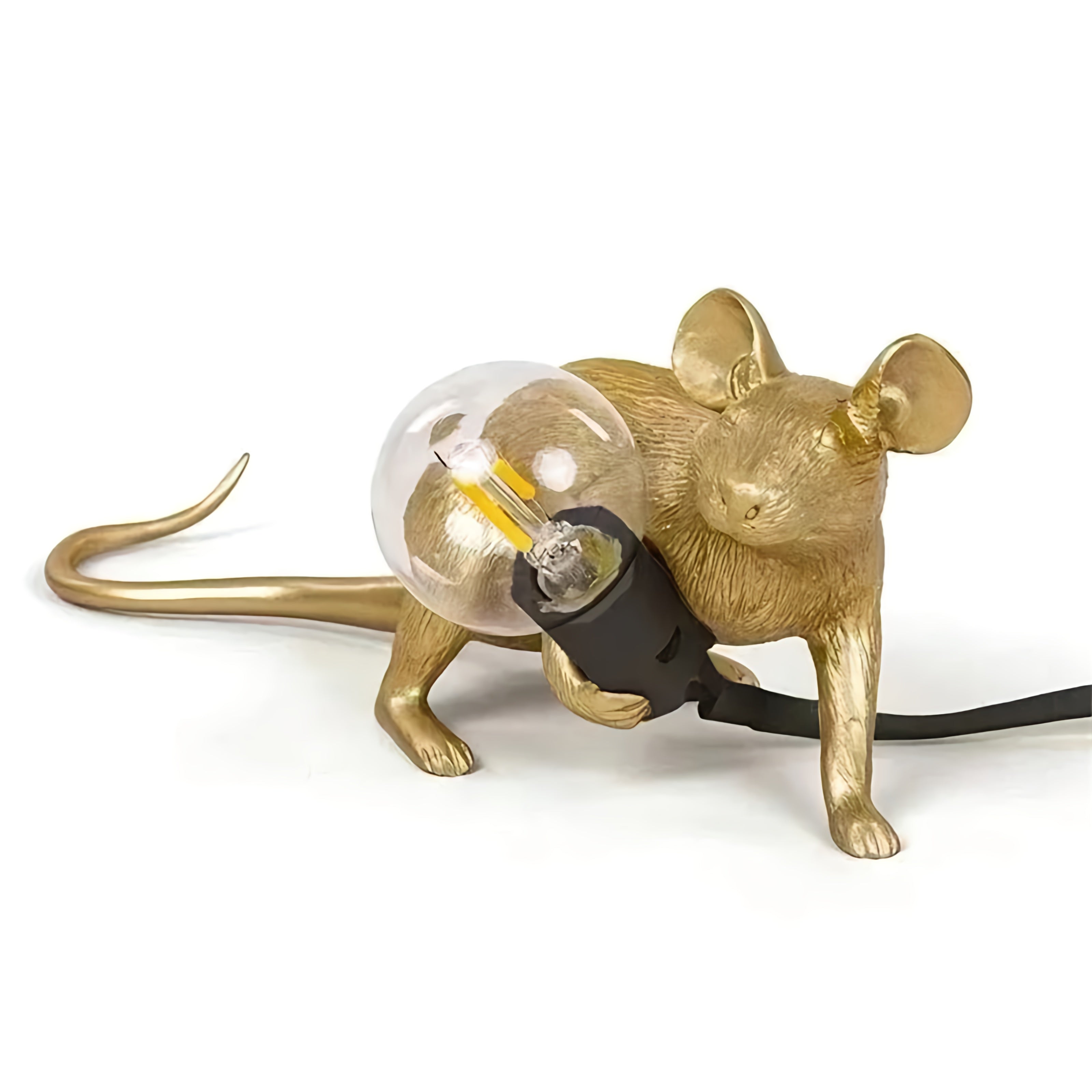 Decoratieve Tafellamp met Dierenfiguur – Hars – Gouden en Witte Muis – E12 – Warme Sfeerverlichting voor Woonkamer Slaapkamer Kantoor | Sansoti