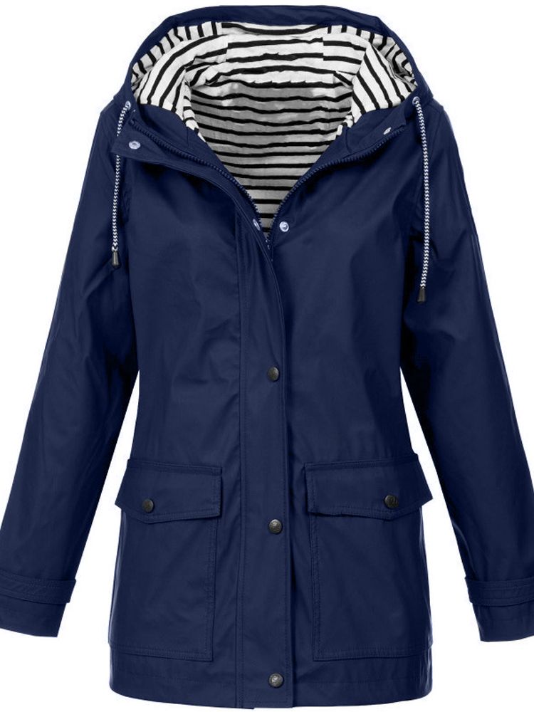 Waterdichte Damesjas met Capuchon Winddicht Regenjas Functioneel Outdoor Wandelen Hiking Allweer Lange Jas | Sansoti