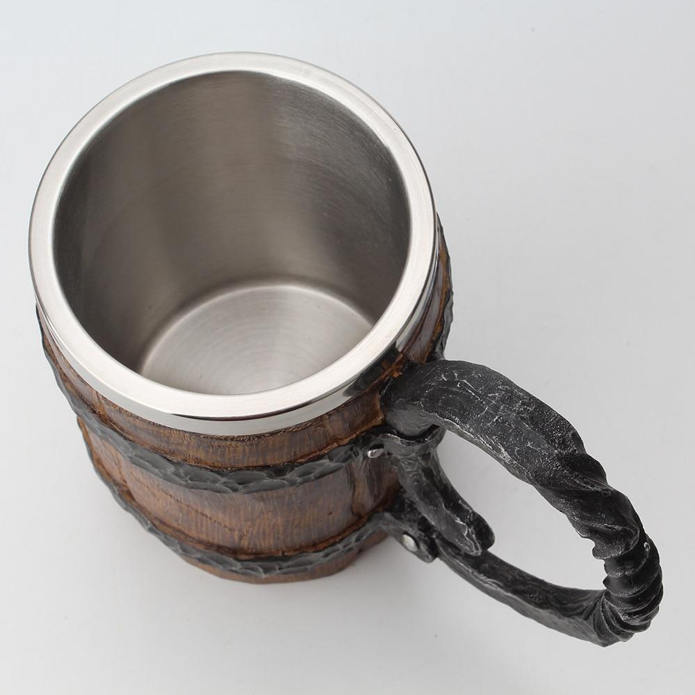 Isolier-Trinkbecher mit nordischen Motiven, doppelwandig, 650ml, Polyresin, Edelstahl, mittelalterlicher Stil | Sansoti